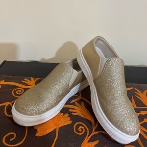 Sparkly Gold Slip-On Sneakers